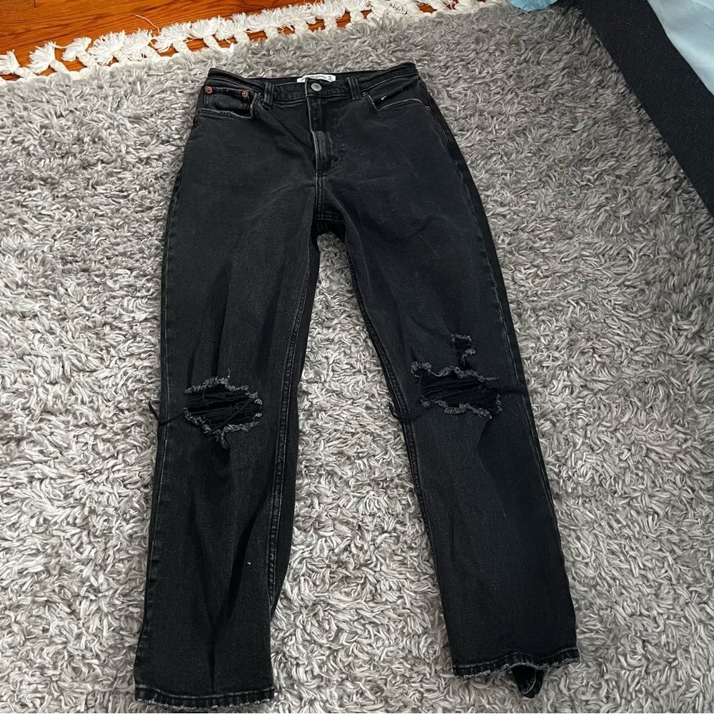 Abercrombie & Fitch Black The ankle straight ultra high rise curve jeans size 4r